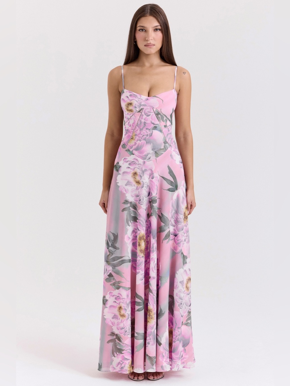 SEREN
Pink Floral Print Lace Back Maxi Dress L+ - Picture 3 of 7